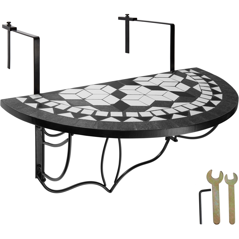 tectake Mosaic Black and White Hanging Table with pattern Image 3