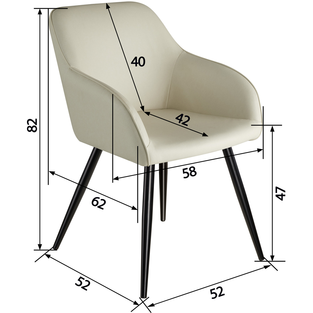 tectake Marilyn Set of 2 Cream Chair with Black Steel Legs Image 9