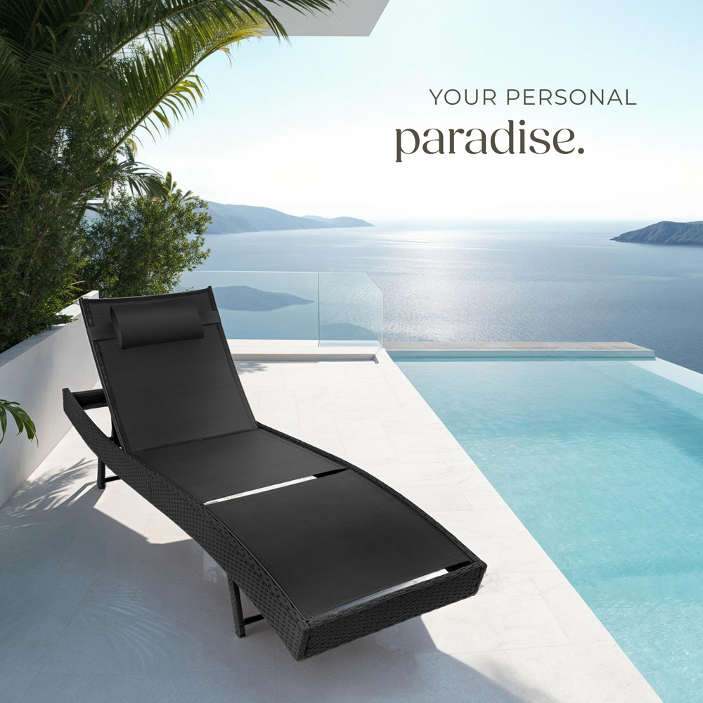 tectake Moana Black 6 Level Sun Lounger with Removable Pillow Image 8