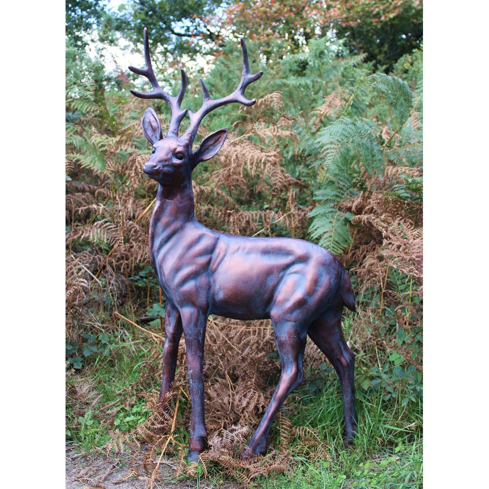 Inspirational Gifting Standing Stag Buck Cast Aluminium Garden Ornament Extra Large Image 2