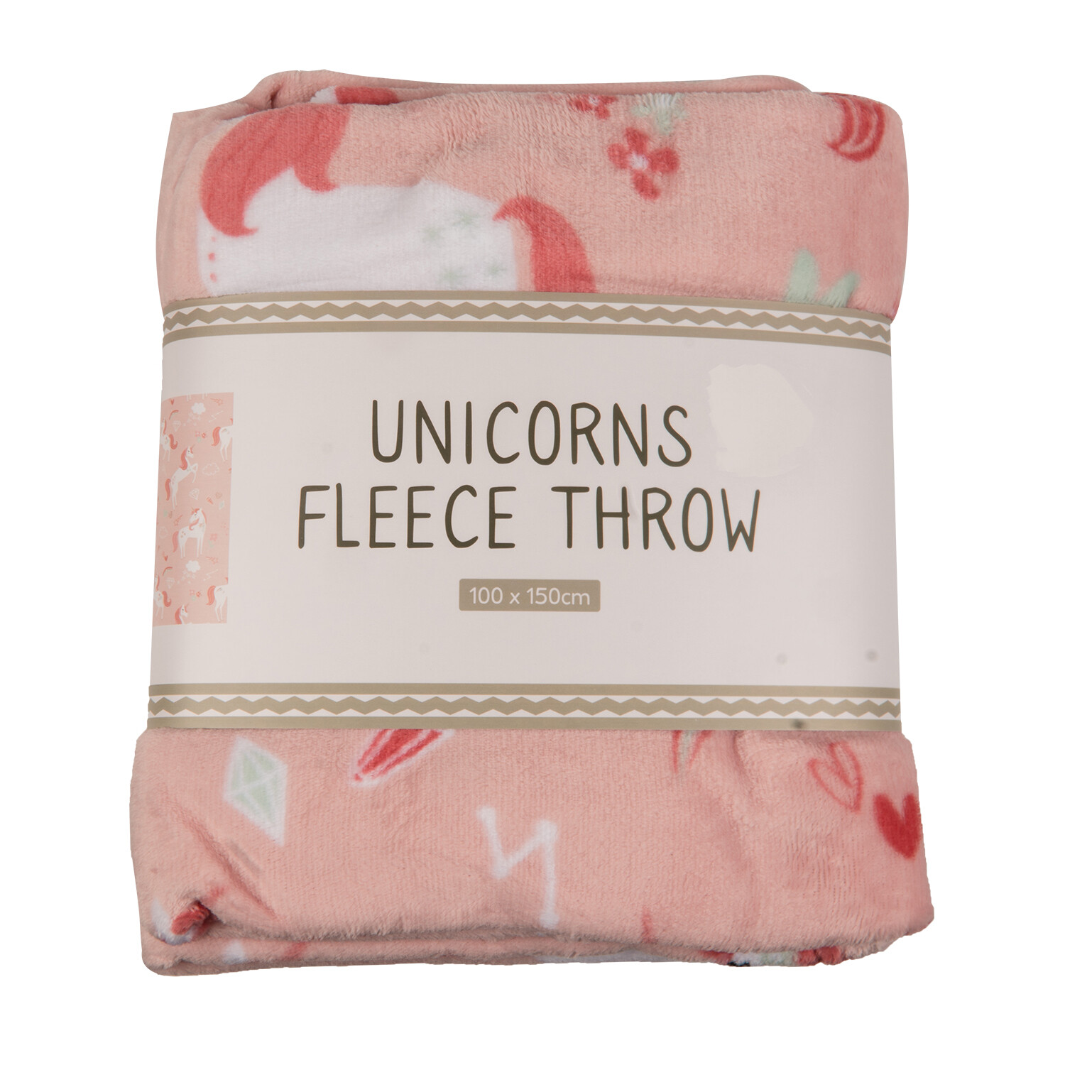 Unicorns Kids Printed Fleece Throw - Pink Image