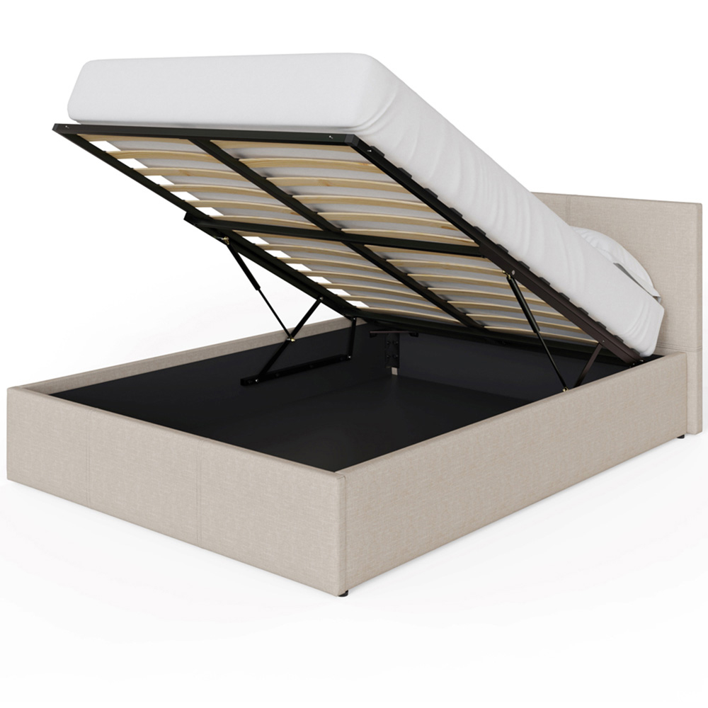 GFW King Size Natural Hopsack Fabric End Lift Ottoman Bed with Memory Pocket Spring Mattress Image 4