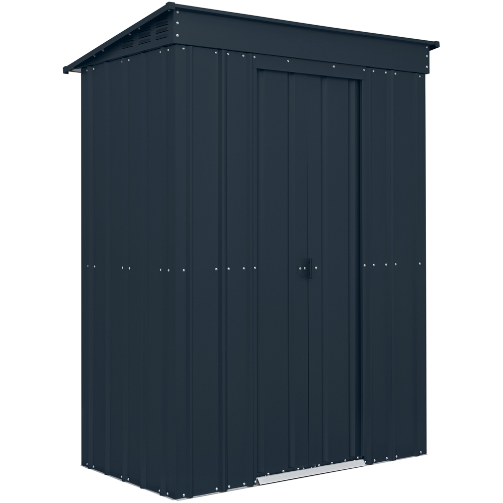Globel 5 x 3ft 2 Door Grey Metal Pent Garden Shed Image 1