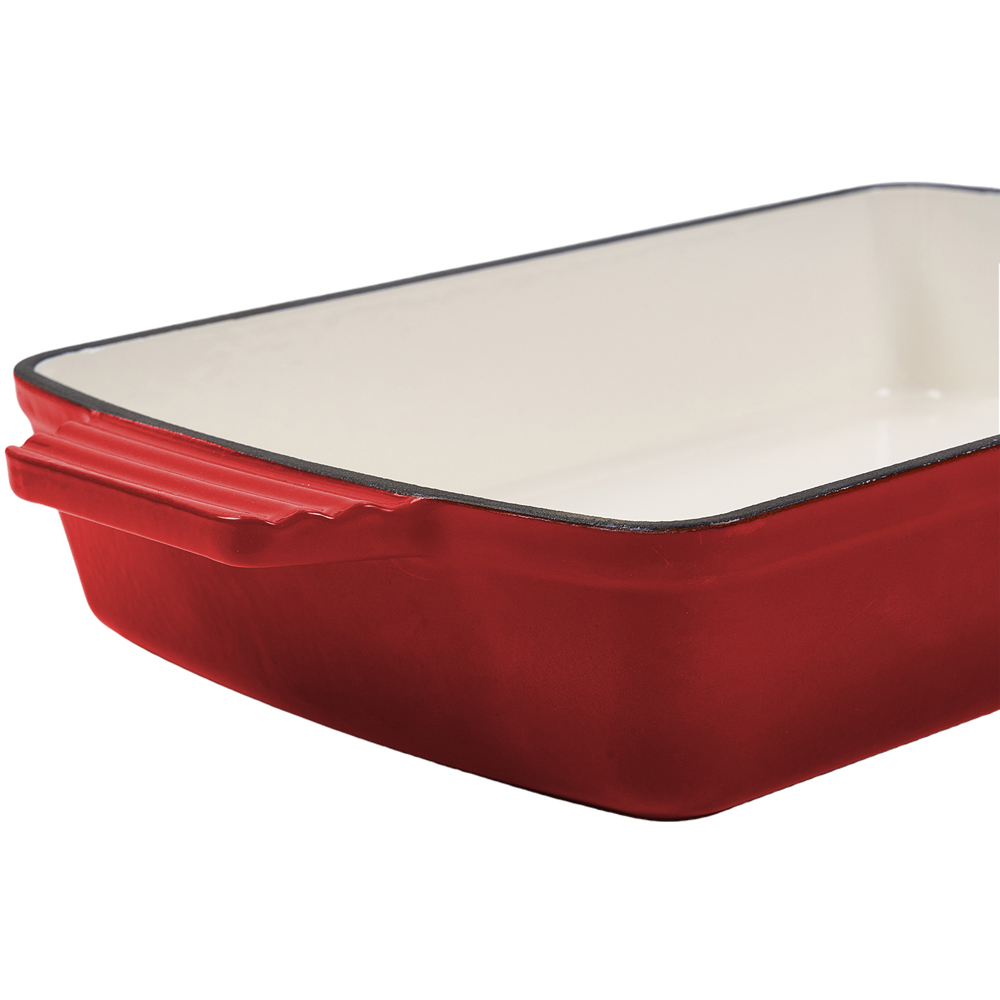 Living and Home 3L Red Enamelled Rectangular Baking Dish Image 3