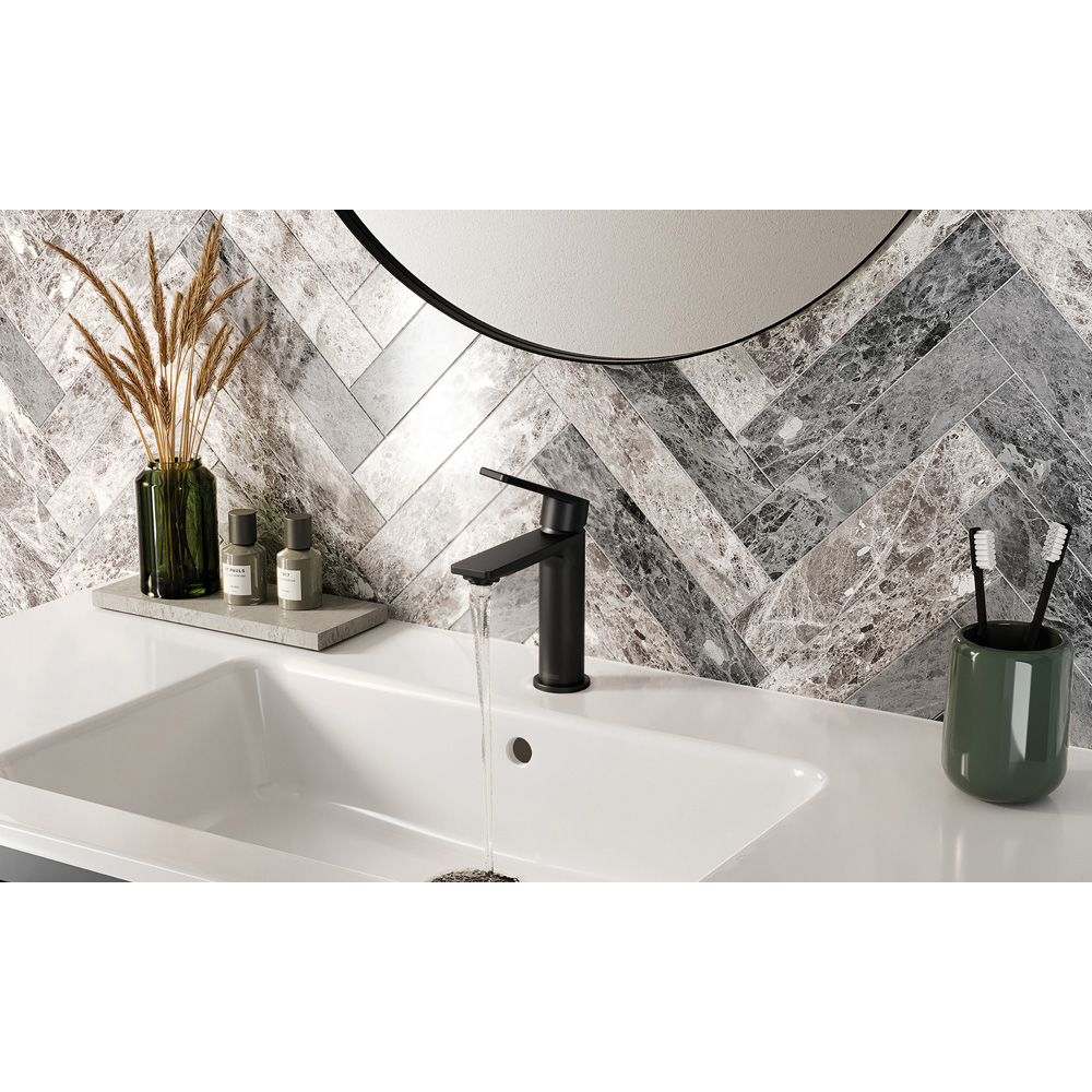 Bristan Frammento Matt Black Cool Start Basin Mixer with Clicker Waste Image 3