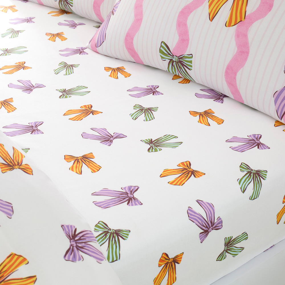Retro Bows Bedding Set Pink Double Image 4