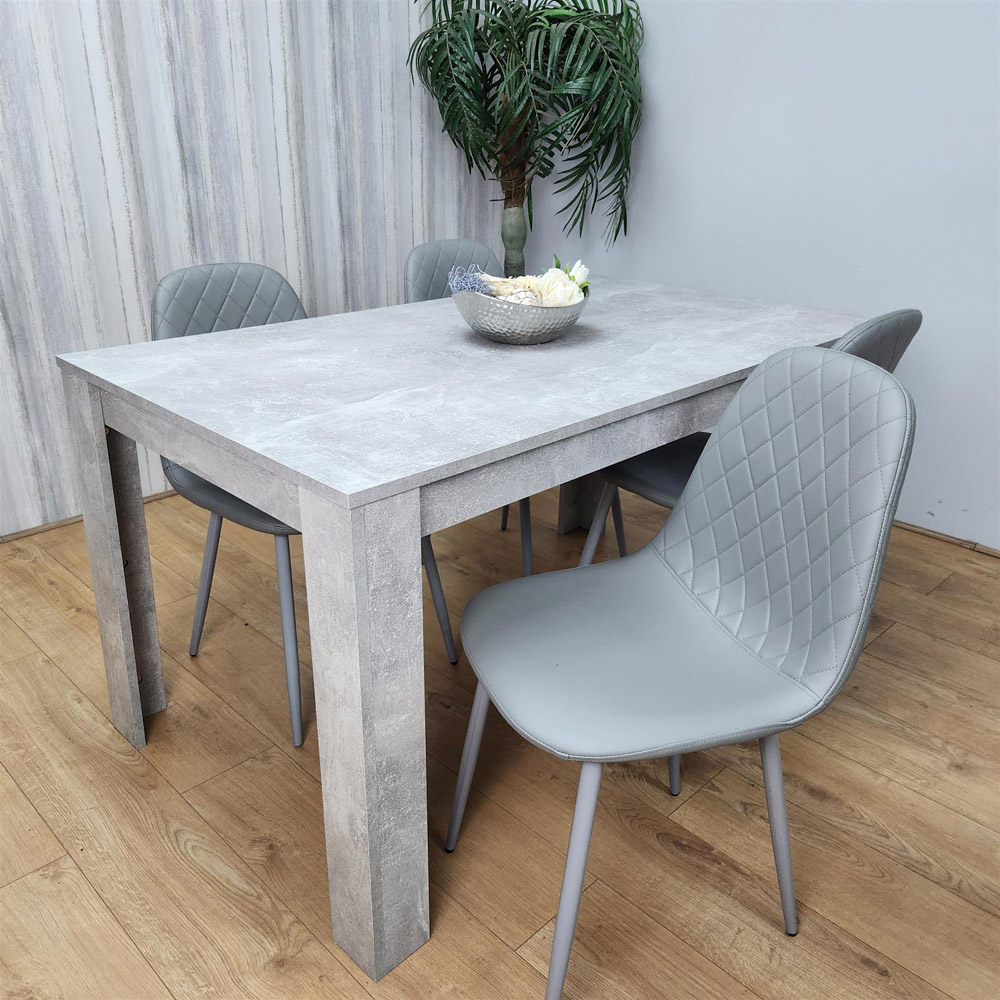 Portland 4 Seater Dining Set Stone Grey Effect and Grey Image 4