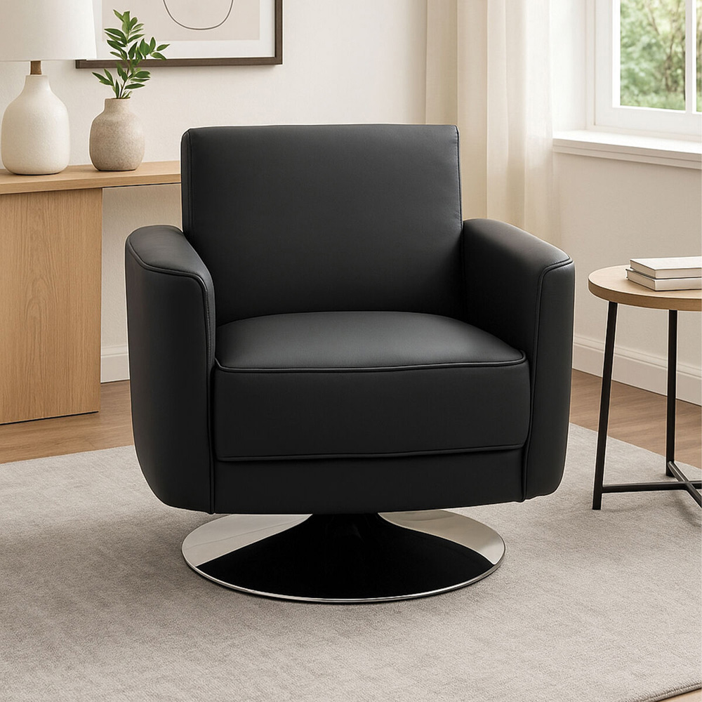 Premier Housewares Wester Grey Leather Effect Swivel Chair Image 5