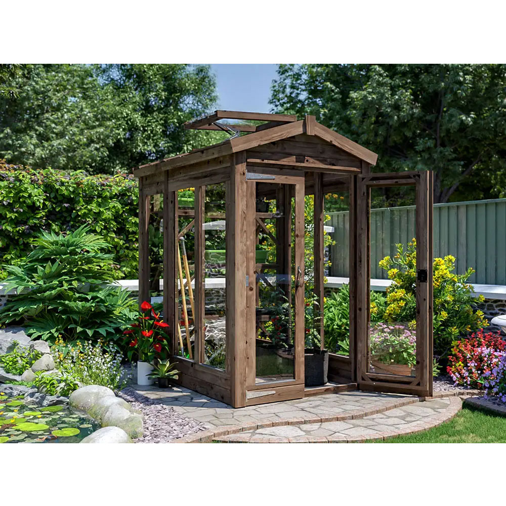 Dunster House Growzilla Brown Wooden 4 x 6ft Greenhouse Image 2
