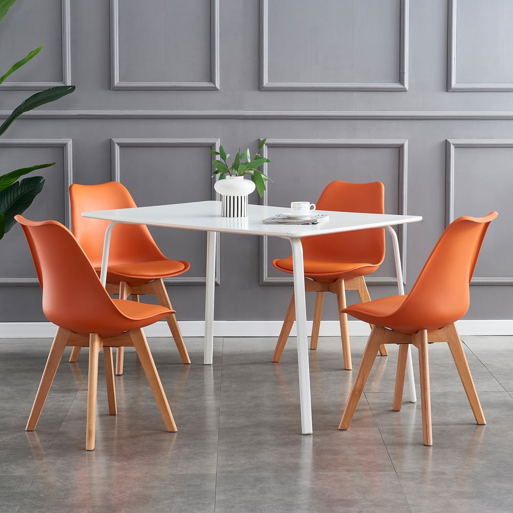Eva Set of 4 Orange Padded Dining Chairs Image 8