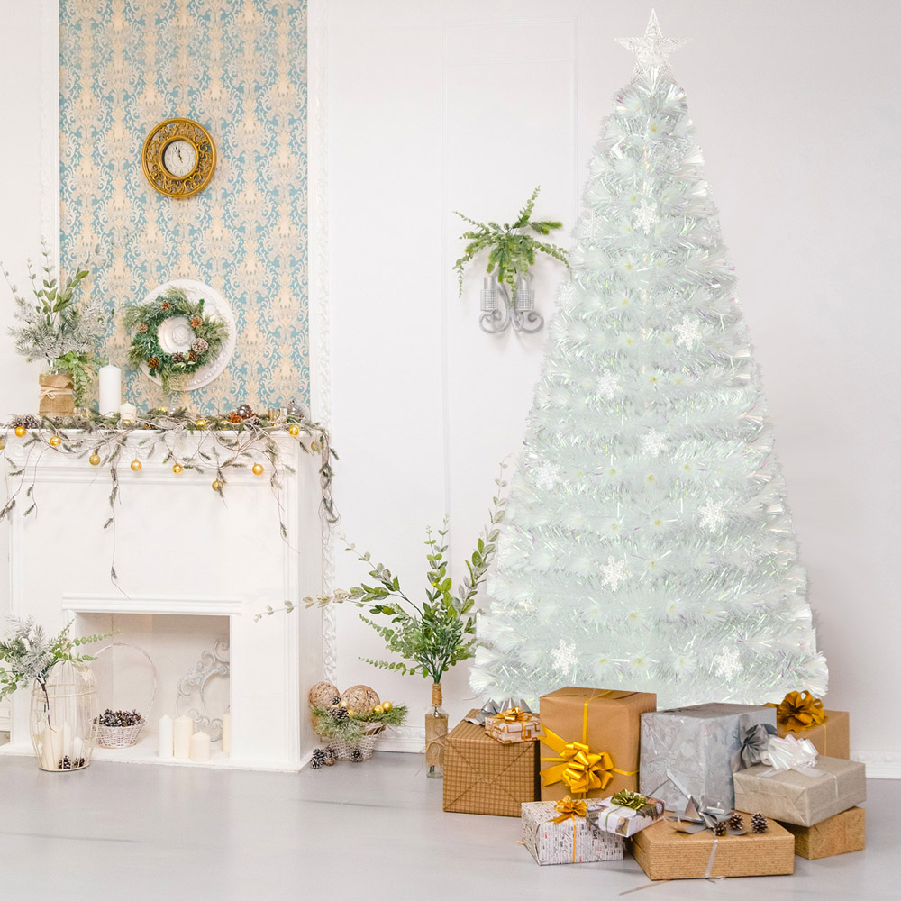 Costway 36 Multicolour LED White Fibre Optic Pre-Lit Artificial Christmas Tree 6ft Image 2