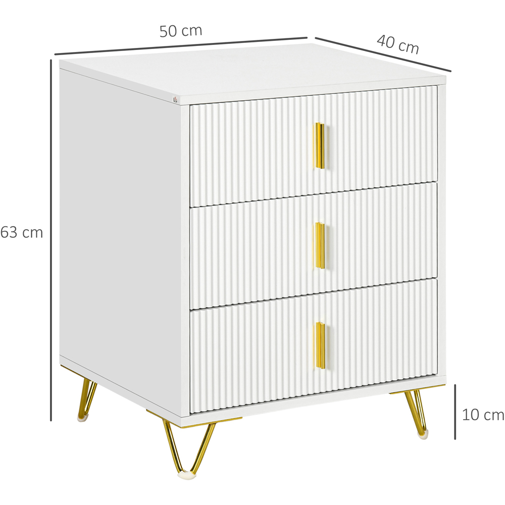 Portland 3 Drawer White Chest of Drawers Image 9