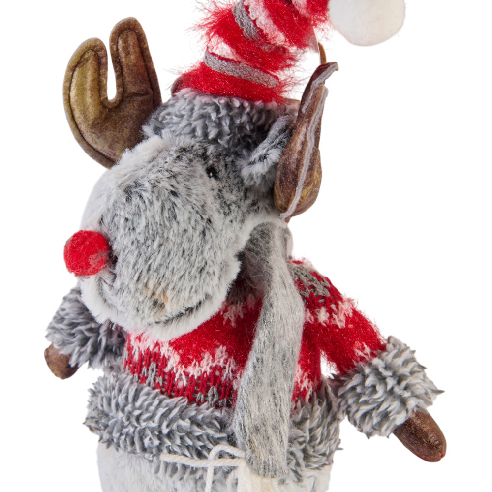 Candy Cane Lane Grey Shelf Sitting Reindeer Decoration Image 4