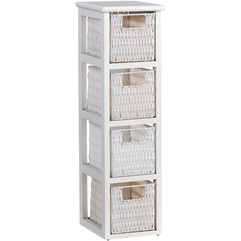 Home Source Lopera 4 Drawer White Slim Storage Tower Image 2