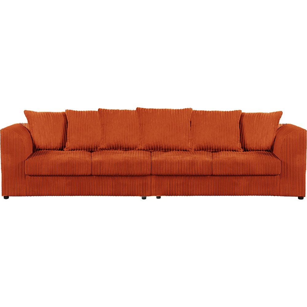 Luxor 4 Seater Orange Jumbo Cord Scatter Back Sofa Image 2