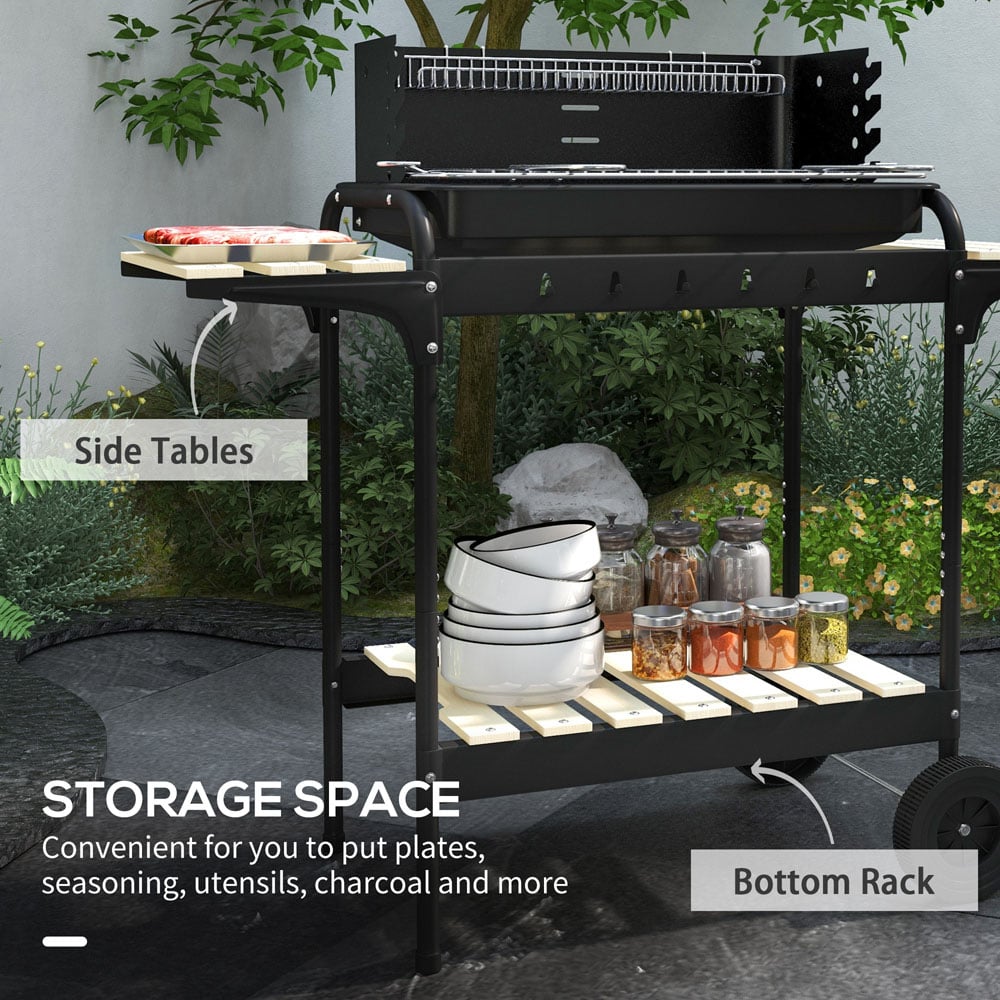 Outsunny Charcoal BBQ Grill Trolley with Ash Catcher Image 6