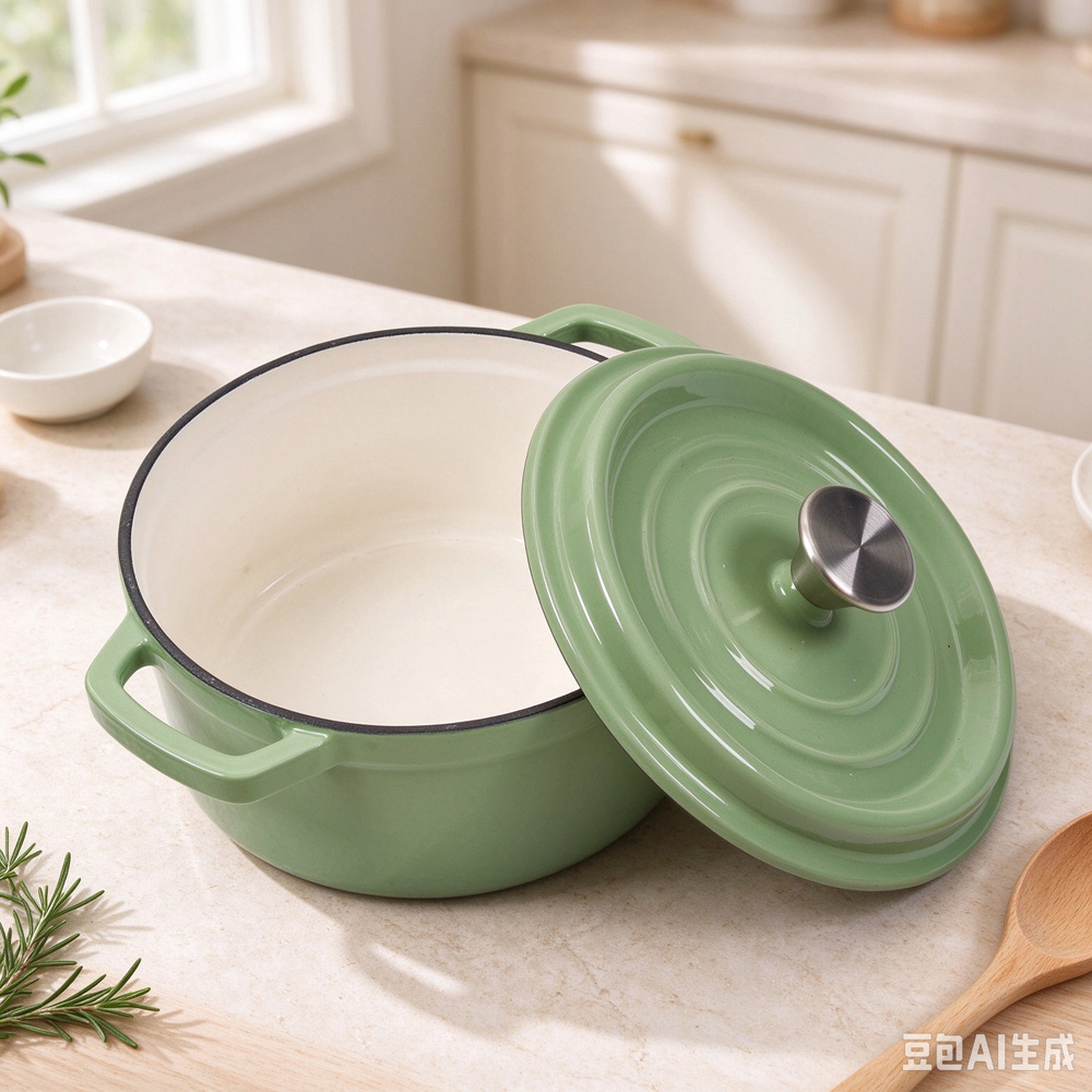 Living and Home Matcha Green Enamelled Cast Iron Dutch Oven Pot 6L Image 7