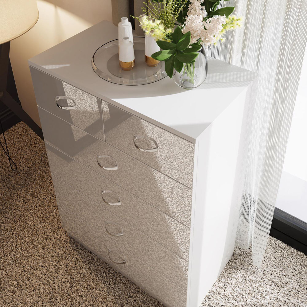 FWStyle Chilton 6 Drawer White Gloss Chest of Drawers Image 6