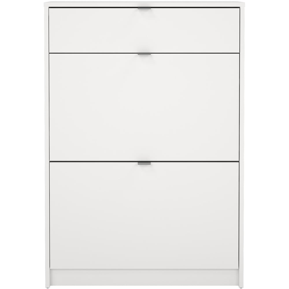 Florence Single Drawer 2 Flip Down Door White Shoes Cabinet Image 3