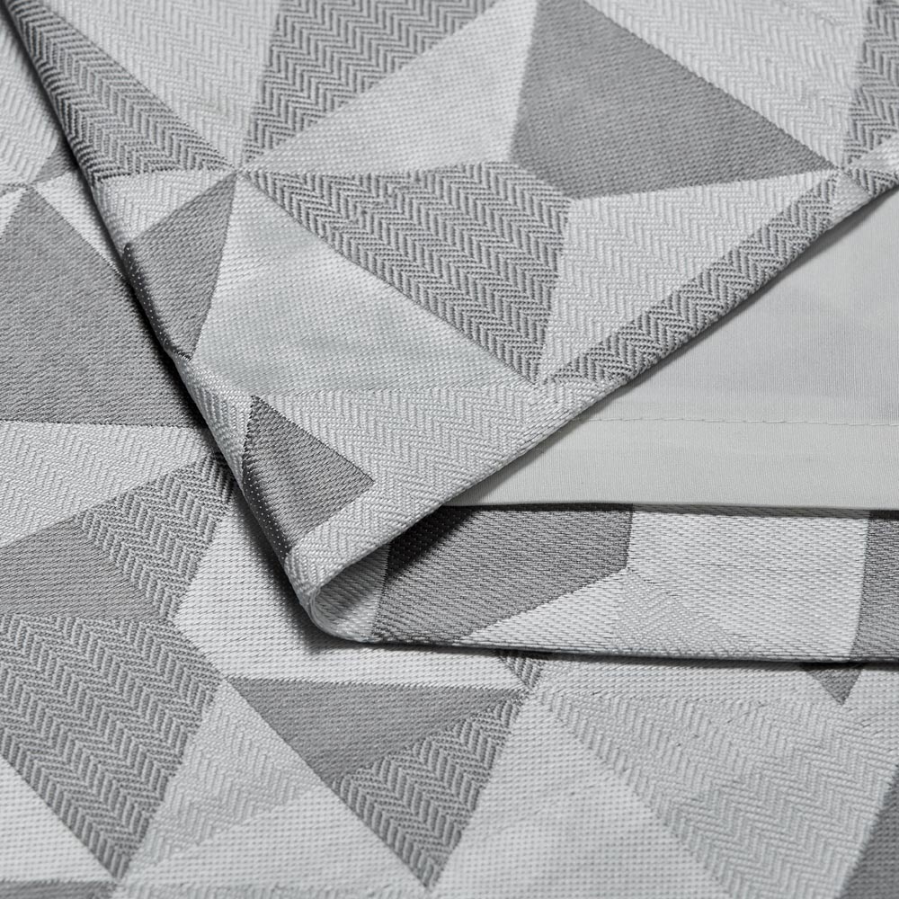 Alan Symonds Scandi Silver and Grey Jacquard Lined Ring Top Eyelet Curtains 228 x 228cm Image 3