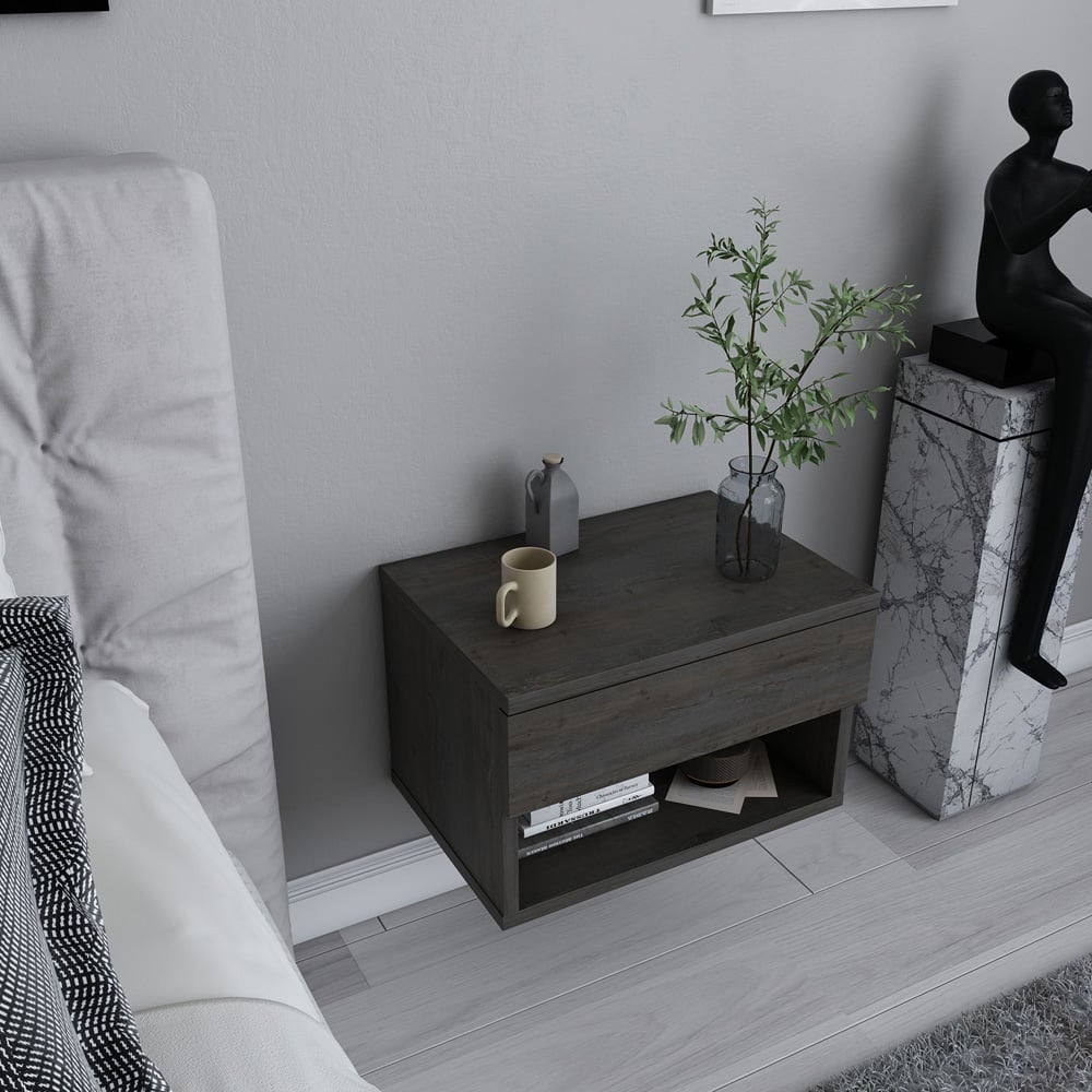 Decorotika Jamot Single Drawer Wenge Floating Bedside Table Image 5