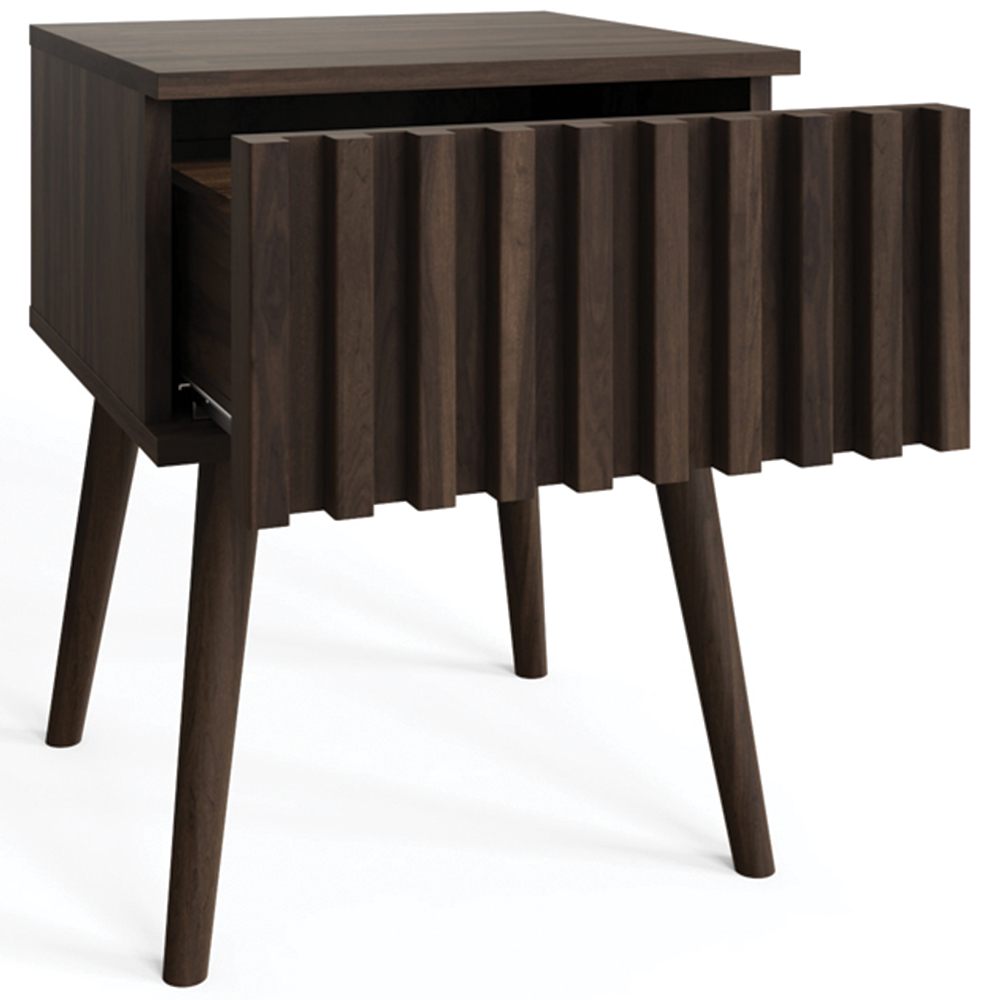GFW Rowan Single Drawer Walnut Slatted Compact Lamp Table Image 3