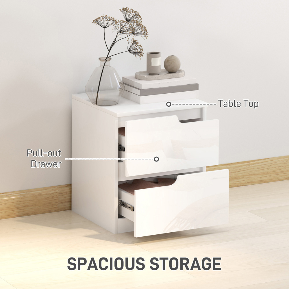 Portland 2 Drawer White Modern Bedside Table Image 5