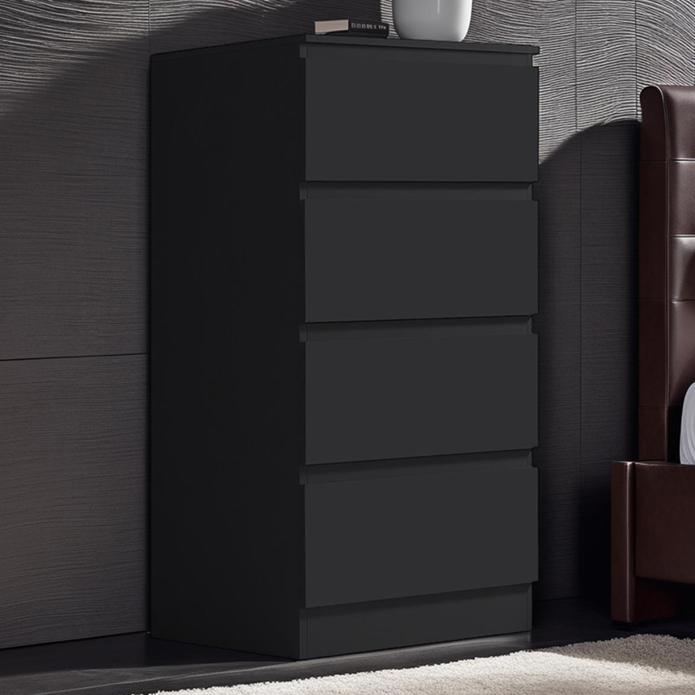FWStyle Carlton 4 Drawer Matt Black Chest of Drawers Image 1