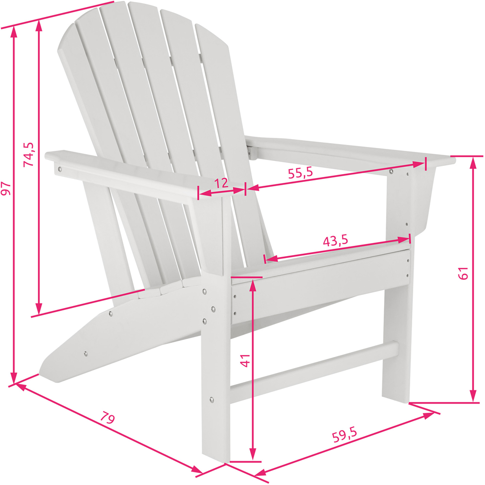 tectake Adirondack Design White Garden Chair with Footstool Image 9