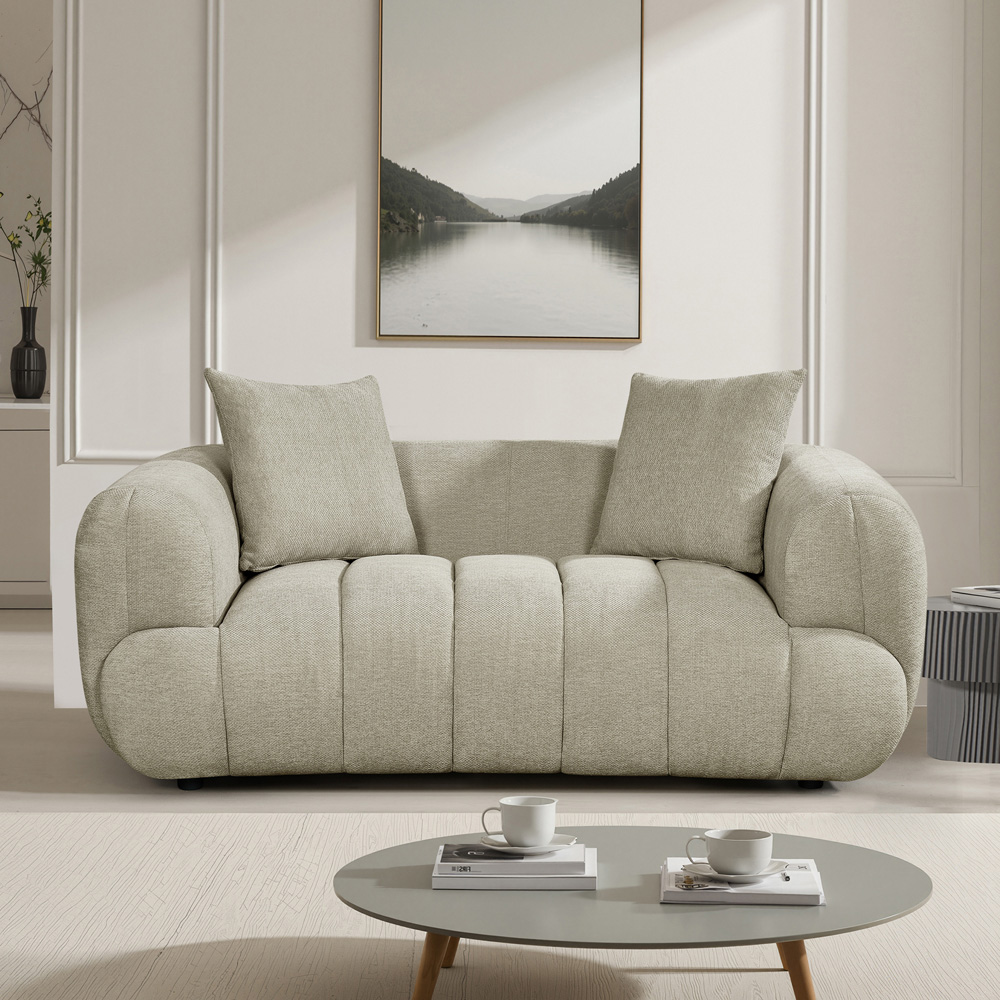 Artemis Home Claremont 2 Seater Beige Fabric Sofa Image 3