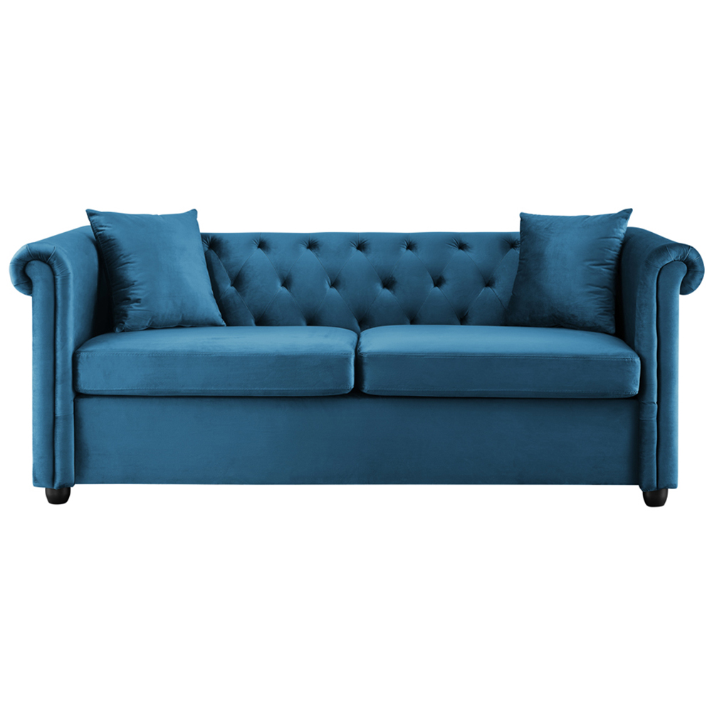 Home Detail Ascot Chesterfield 3 Seater Blue Velvet Sofa Image 3