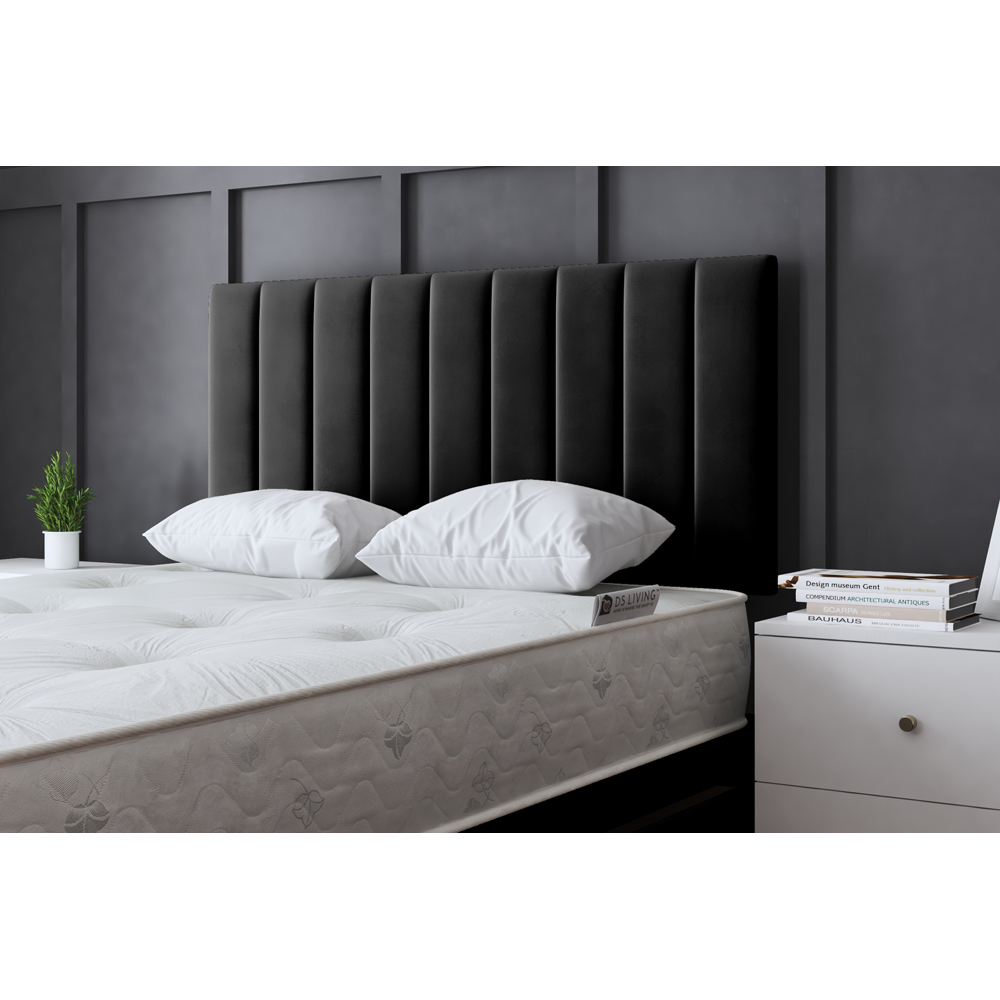 DS Living Amelia King Size Black Upholstered Panel Divan Bed with 2 Drawer Image 3