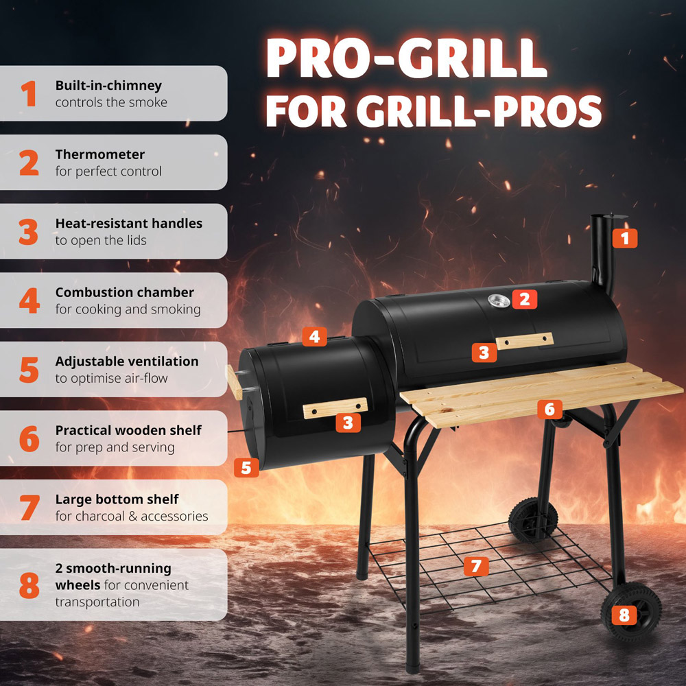 tectake Black Multi Function BBQ with Temperature Display Image 4