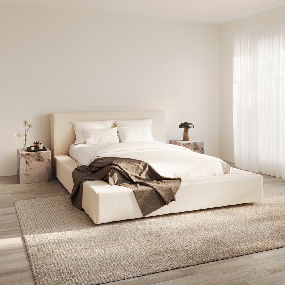 LPD Home Soho White Clay Double Twill Fabric Bed Image 5
