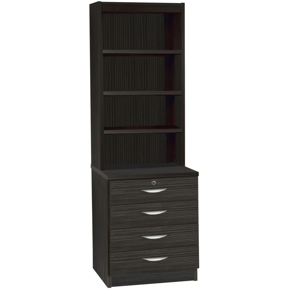 R White Cabinets 4 Drawer 4 Shelf Black Chest of Drawers Image 2