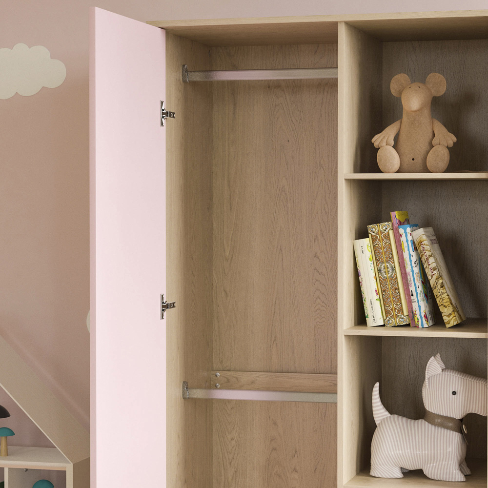 Junior Vida Neptune Single Door Pink and Oak Wardrobe Image 4
