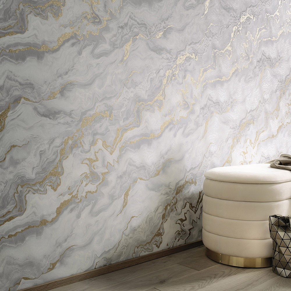 Elle Decoration Mystic Spell Grey Vinyl Wallpaper by Erismann Image 2