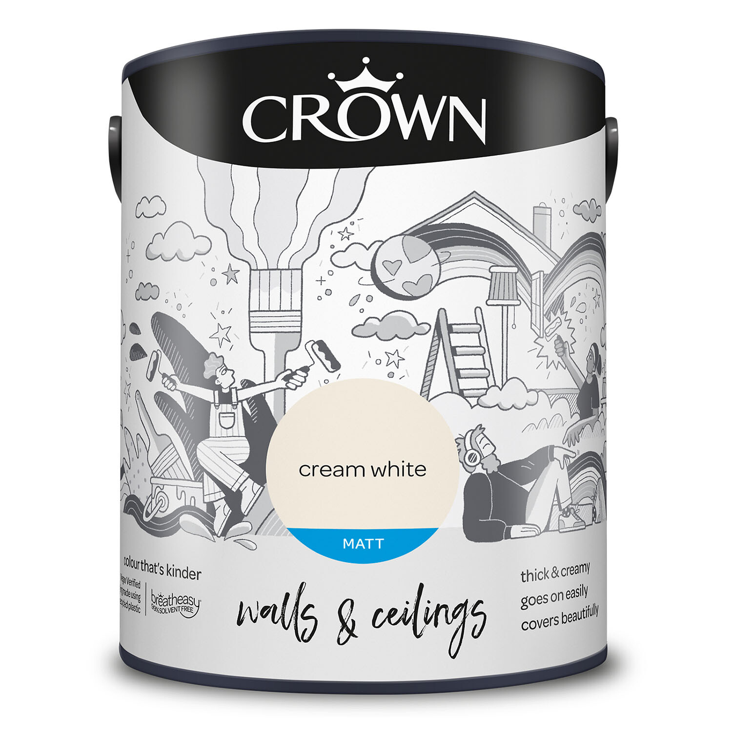 Crown Matt Emulsion Paint 5L - Cream White Image 9