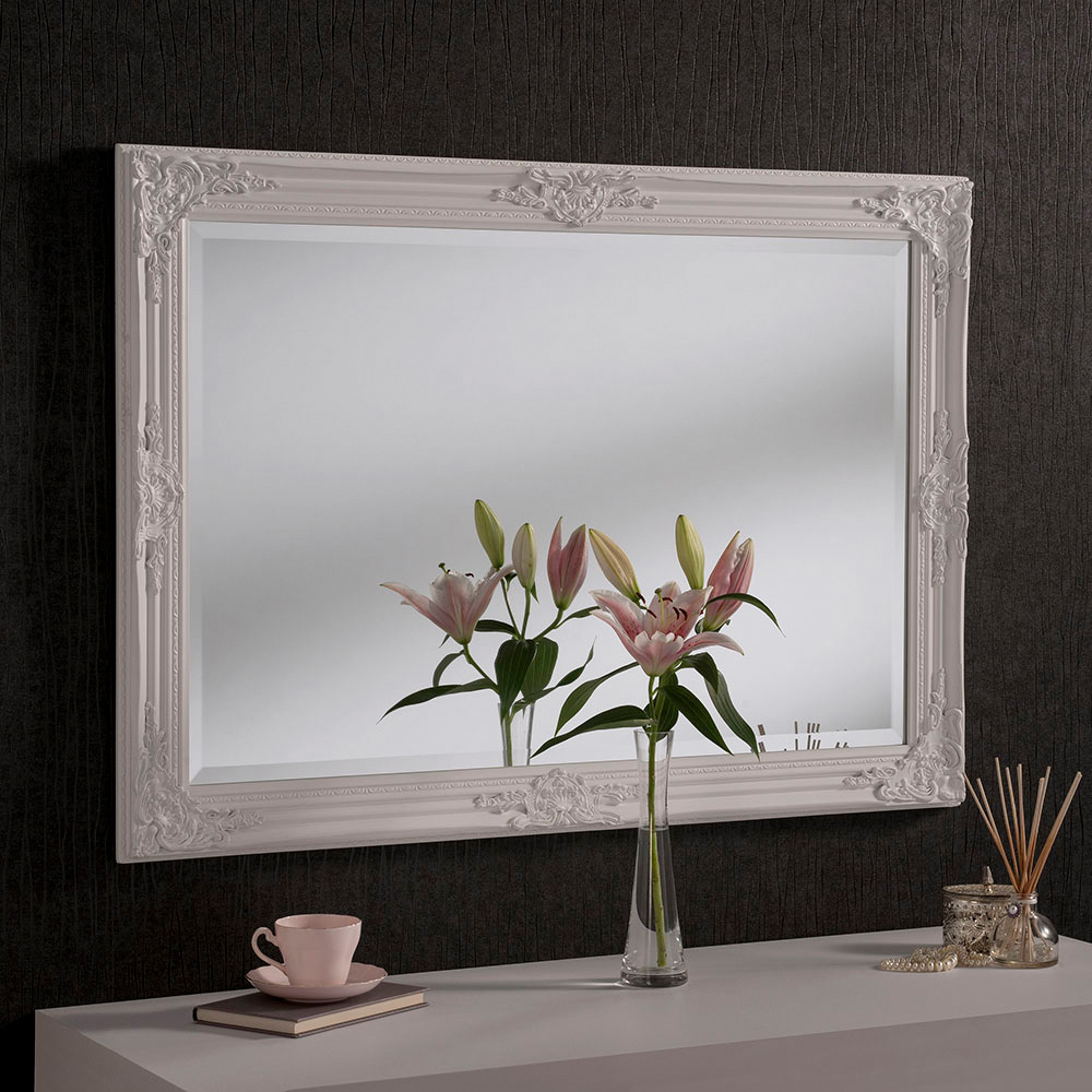 Yearn White Carved Rectangular Wall Mirror 74 x 104cm Image 2