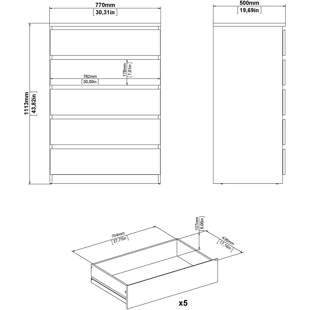 Florence Naia 5 Drawer Cashmere Jackson Hickory Chest of Drawers Image 8