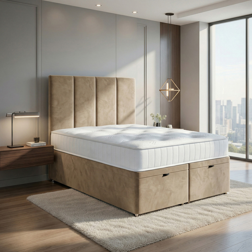 DS Living Harmony Single Coffee Plush Velvet Ottoman Bed Image 5