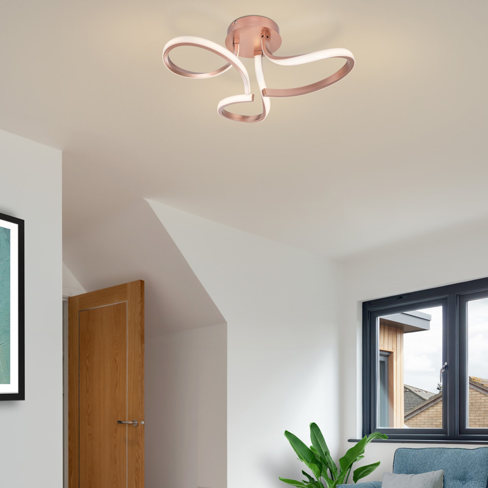 Cosylyte Moss 3 Light Copper Curved LED Ceiling Light Image 5