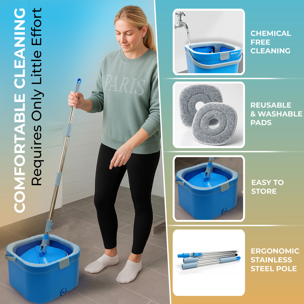 IGAD Mop Professional Mop Set with Dual Chamber Bucket Image 5