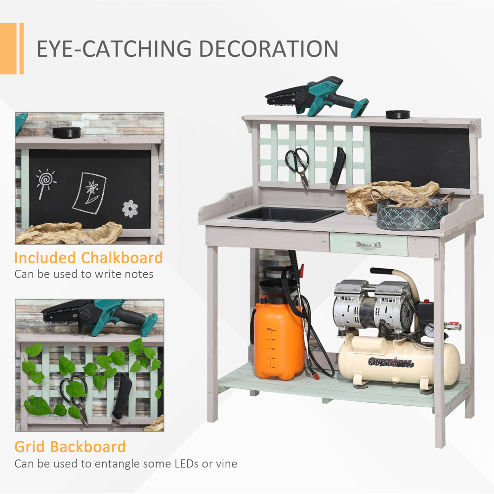 Outsunny Wooden Garden Potting Table Image 5