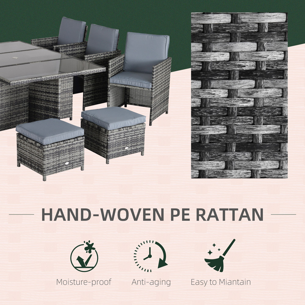 Outsunny Rattan 10 Seater Dining Set Grey Image 6
