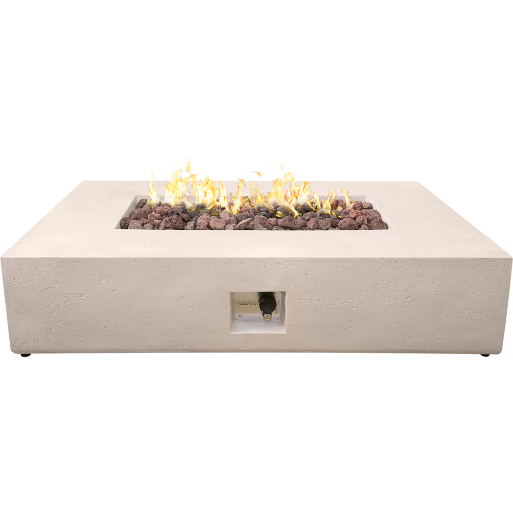 Field & Flame Liana Travertine Low Rectangle Style Gas Fire Pit 50000 BTU Image 3