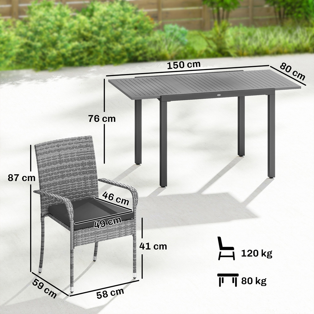 Outsunny 6 Seater Rattan Garden Furniture Set Light Grey Image 8