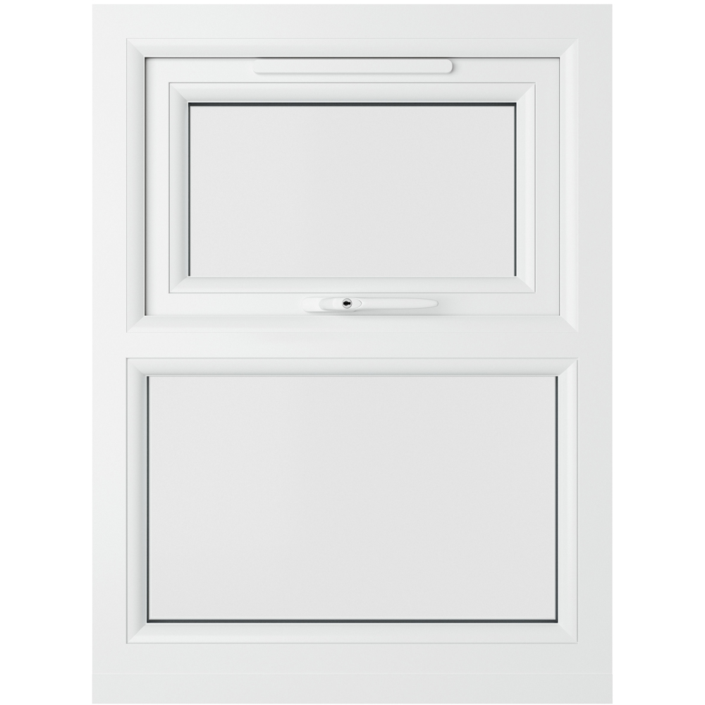 Crystal uPVC Triple Glazed Window Top Hung Over Fixed Light Grey White Clear Glass 610x820mm Image 2