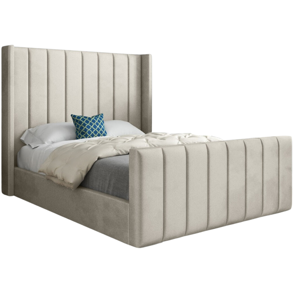 Romano King Size Silver Soft Velvet Upholstered Bed Frame with Straight Winged Headboard Image 2