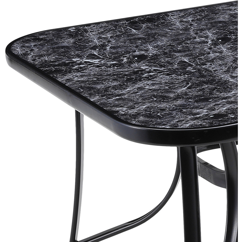 Living and Home Black Tempered Glass Rectangle Marble Coffee Table Image 6